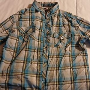 Helix Blue and Brown Plaid Casual Shirt